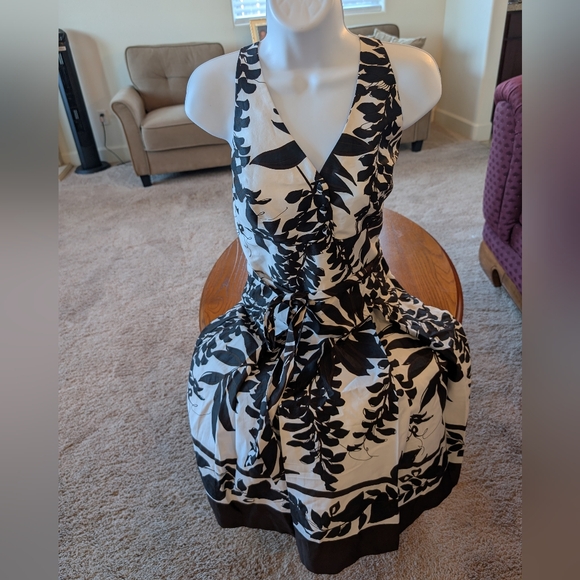 White House Black Market Dresses & Skirts - WHBM Elegant Black and White Floral Halter Dress